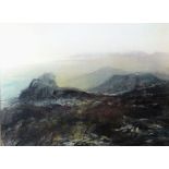 WILLIAM SELWYN mixed media and watercolour - expansive ancient North Wales hill fort with