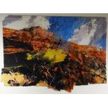 DAVID TRESS mixed media and construction with paper - wild landscape, entitled verso 'Red Hill,