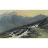 JAMES JACKSON CURNOCK (1839-1892) watercolour - sheep on a Snowdonia mountain path, entitled