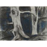 WILL ROBERTS charcoal and pastel - woodland, entitled verso on Attic Gallery label 'Winter Beeches',