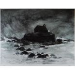 SIR KYFFIN WILLIAMS RA artists proof - St Cwyfan's church, Llangwyfan with storm clouds and stormy