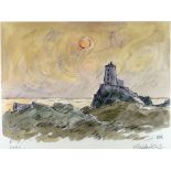 SIR KYFFIN WILLIAMS RA limited edition (204/750) print - Llanddwyn Island, Anglesey beacon under the