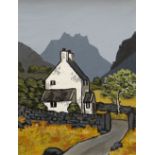 DAVID BARNES oil on board - Snowdonia cottage, 38 x 29cms (framed and unglazed)