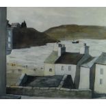 JOHN KNAPP-FISHER limited edition (360/850) colour lithograph - coastal village and figures on a