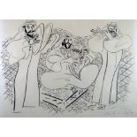 CERI RICHARDS pencil drawing - study for Old Testament illustration Arabian musicians performing