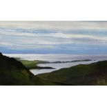 JOHN PELL acrylic - North Wales coastal scene, entitled verso 'From Mynydd Nefin', signed, 15 x
