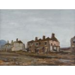 JOHN PEACE oil on board - derelict buildings, signed and dated 1970, 20 x 27.5cms (framed and