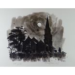 SIR KYFFIN WILLIAMS RA limited edition (249/250) print - Llanedwen church, Anglesey, signed, 43 x