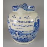 A CAMBRIAN POTTERY BLUE & WHITE TRANSFER JUG IN THE 'CASTLE GATEHOUSE' PATTERN and with additional