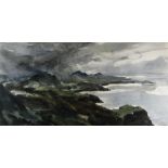 SIR KYFFIN WILLIAMS RA watercolour - shoreline with closing weather, entitled on Albany Gallery