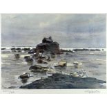 SIR KYFFIN WILLIAMS RA limited edition (227/750) print - Anglesey coastal church with tide out,