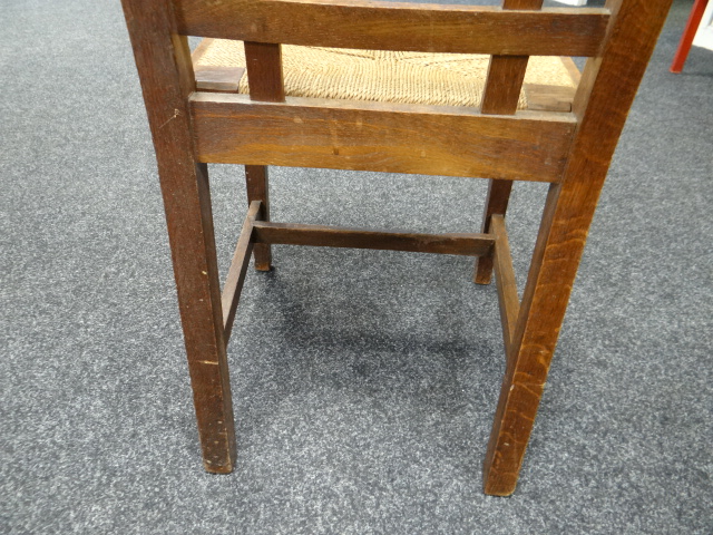 SIX RUSH SEATED BRYNMAWR OAK CHAIRS having lattice backs - Image 7 of 13