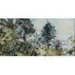 JOHN KNAPP-FISHER watercolour - Pembrokeshire landscape, titled and signed verso 'Evergreens -
