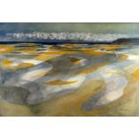 JOHN ELWYN limited edition (262/300) colour lithograph - beach scene, entitled 'Laugharne Estuary