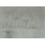 IVOR DAVIES pencil sketch - head in the foreground and trees beyond, signed and dated 2012, 15 x