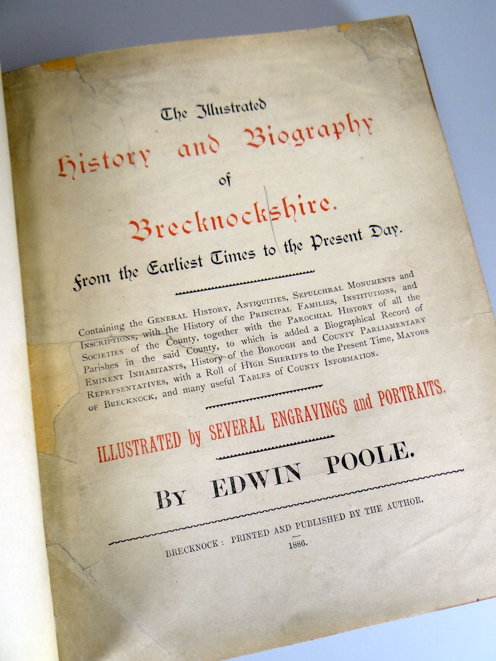 EDWIN POOLE'S 'THE ILLUSTRATED HISTORY & BIOGRAPHY OF BRECKNOCKSHIRE from the Earliest Times to