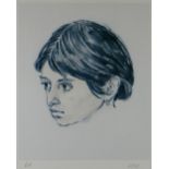 SIR KYFFIN WILLIAMS RA artist proof - head portrait of Patagonian girl, signed with initials, 29 x