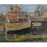 JOHN CYRLAS WILLIAMS (1902-1965) oil on canvas - French village scene, 44 x 53cms (framed and