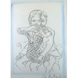 CERI RICHARDS pencil drawing - study of two figures from 'Journey to the North', signed '71, 42 x