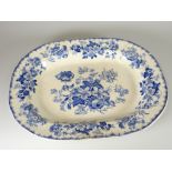 AN YNYSMEUDWY POTTERY FLORAL TRANSFER PLATTER in Woodbine pattern, impressed mark YMP, Swansea