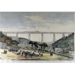 ILLUSTRATED LONDON NEWS LATER HAND COLOURED PLATE - entitled 'The Great Crumlin Viaduct on the