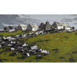 WYN HUGHES oil on board - farmstead at Bodorgan, Anglesey, signed in full, 37 x 58cms (framed and