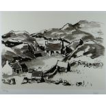 SIR KYFFIN WILLIAMS RA artist proof (12/15) monochrome print - Anglesey landscape with cottage,