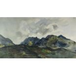 SIR KYFFIN WILLIAMS RA watercolour - mountainous landscape, entitled verso on Albany Gallery