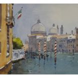 GARETH THOMAS watercolour - entitled verso on Albany Gallery label 'On the Grand Canal, Venice',