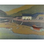 ARTHUR CHARLTON (1917-2007) aquatint etching - Pembrokeshire coastal scene with boat house and