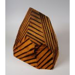 DAVID NASH cedar wood sculpture - abstract, entitled 'Branded Cedar Facet' to the base, signed and