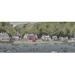 ALAN WILLIAMS acrylic on panel - North Wales coastal village, entitled 'Porth Dinllaen', signed,