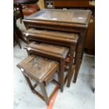 A nest of three carved Oriental-type tables Condition reports provided on request by email for