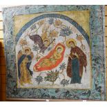Wall hanging mural of The Annunciation, 100 x 102cms Condition reports provided on request by