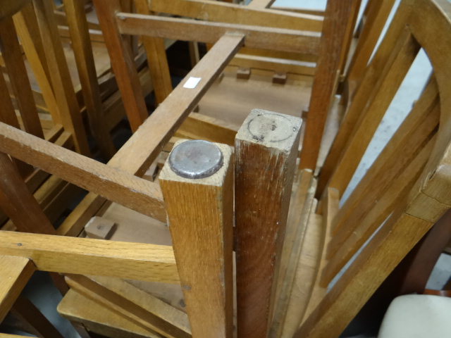 A set of twenty-six Brynmawr oak chairs of simple form with three vertical rail backs, some - Image 9 of 13