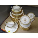 A parcel of Minton gold rose dinnerware including dinner plates and soup bowls ETC Condition reports