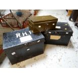 Three vintage metal deed boxes together with keys Condition reports provided on request by email for