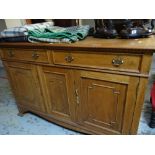 A light oak sideboard base with two drawers and three cupboards, 102cms h x 153cms l x 53cms d