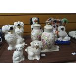 Various Staffordshire dogs, Staffordshire jug ETC Condition reports provided on request by email for