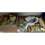 Collection of vintage Ladybird books, paperbacks and Pembrokeshire Historian earthenware storage