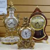 Three reproduction French-style mantel clocks Condition reports provided on request by email for