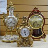 Three reproduction French-style mantel clocks Condition reports provided on request by email for