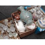Three boxes of mainly mixed patterned teaware ETC Condition reports provided on request by email for