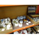 Collection of various china and EPNS including Royal Worcester harp decorated coffee cans, boxed
