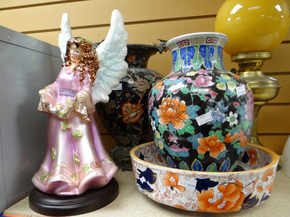 Two large Oriental decorated vases, Oriental decorated bowl ETC Condition reports provided on