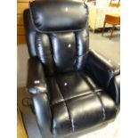 A black leather electric recliner armchair Condition reports provided on request by email for this