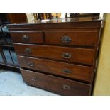An antique oak chest of three long and two short drawers, 107cms h x 108cms l x 49cms d Condition