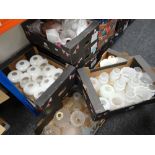 Eight boxes of various coloured, patterned and clear glass light shades Condition reports provided