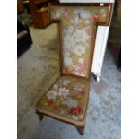 Nineteenth century prie-dieu chair covered in floral needlework upholstery Condition reports