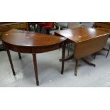 A mahogany drop-flap table on spider supports with brass claw feet and castors (damage) 82cms